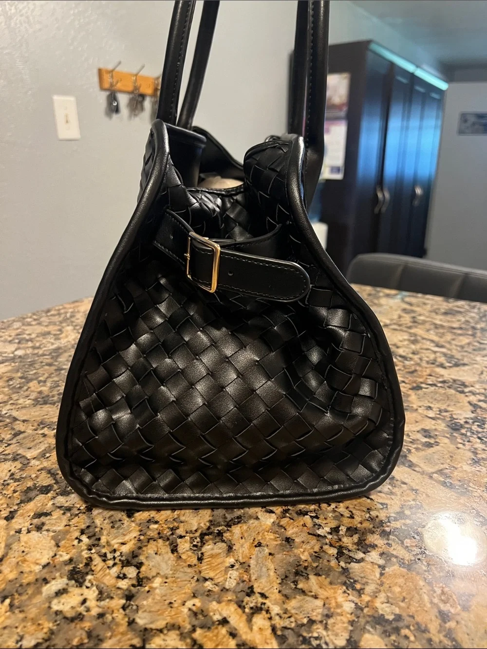 Urban Expressions Black Woven Satchel Tote - Picture 4 of 7